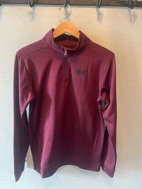 Under Armour Boys Burgundy Quarter Zip Fleece Pullover Size XL